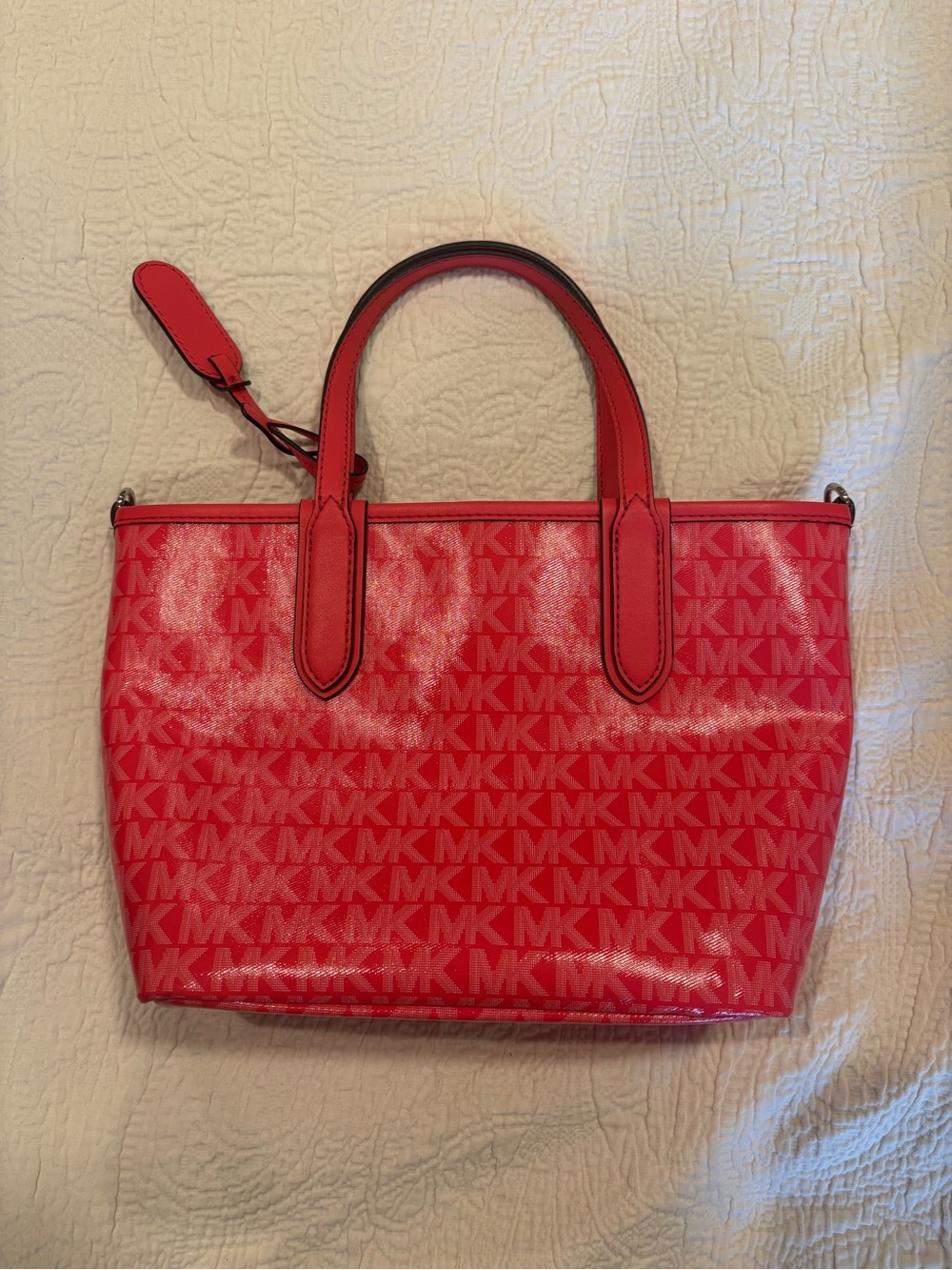 Michael Kors Pink MK Logo Coated Tote